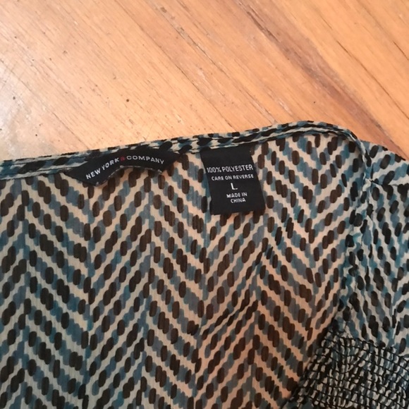 Ny and co sheer teal white black short sleeve top - Picture 3 of 5